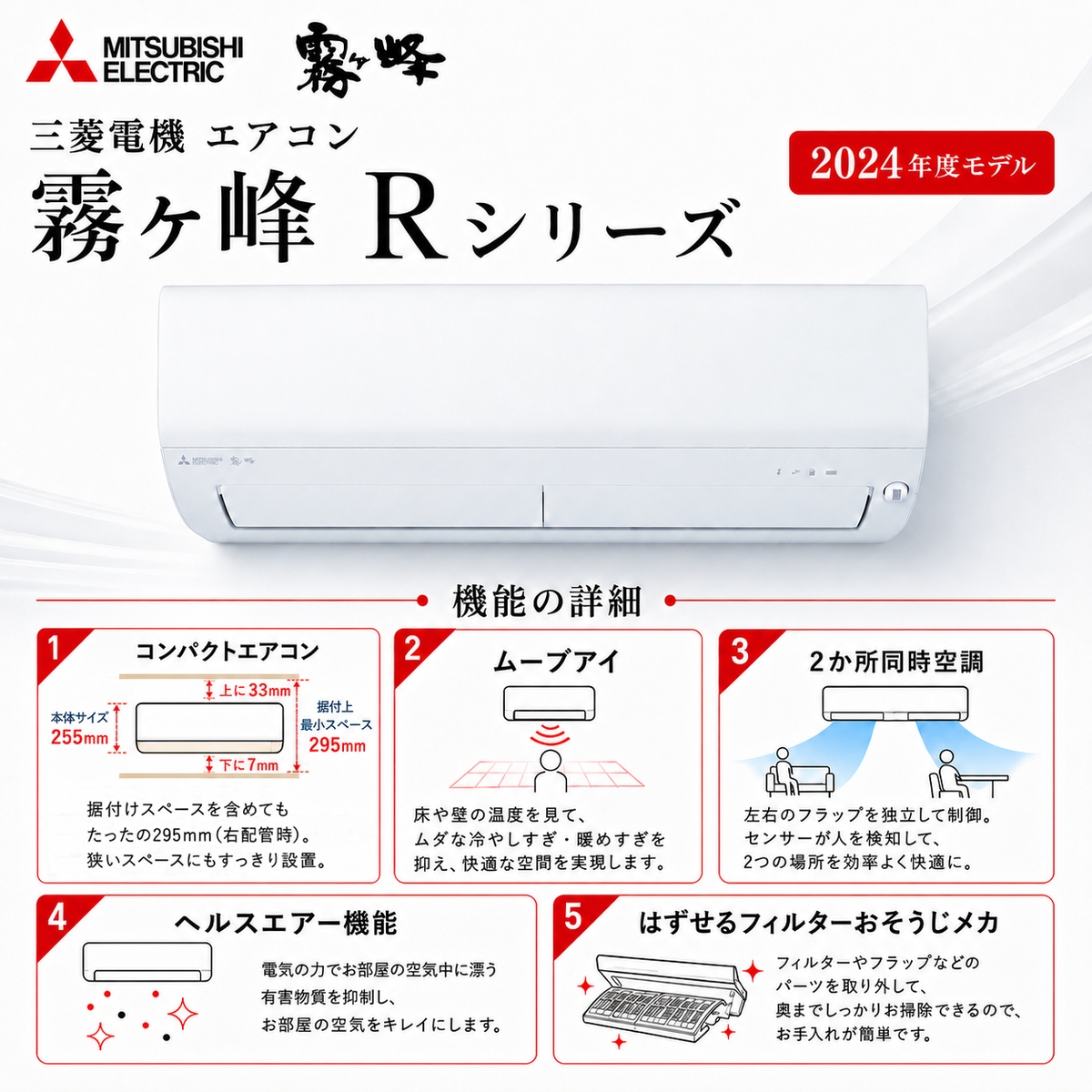 【本体のみ】三菱電機 霧ヶ峰 Rシリーズ MSZ-R3624-W 12畳用 ルームエアコン