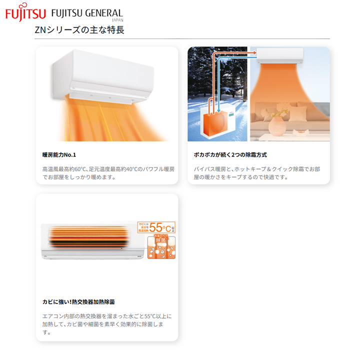 【本体のみ】富士通ゼネラル ノクリア ZNシリーズ AS-ZN715S2W 23畳用 ルームエアコン 単相200V