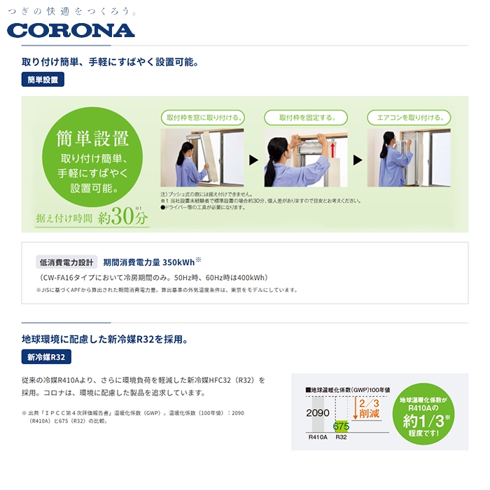 【本体のみ】コロナ 窓用エアコン CW-1626R(WS)