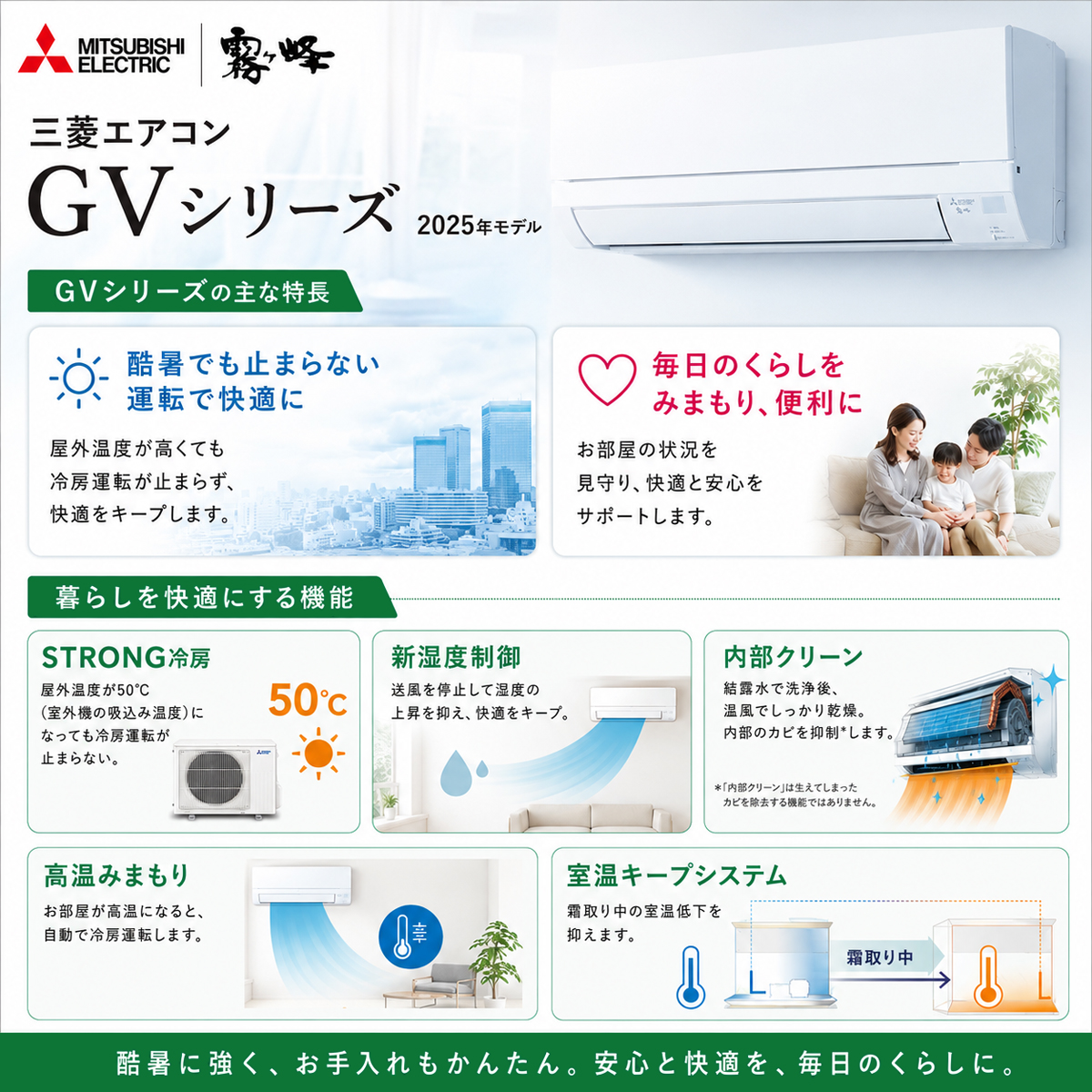 【本体のみ】三菱電機 霧ヶ峰 MSZ-GV2225-W 6畳用 ルームエアコン GVシリーズ 単相100V ピュアホワイト